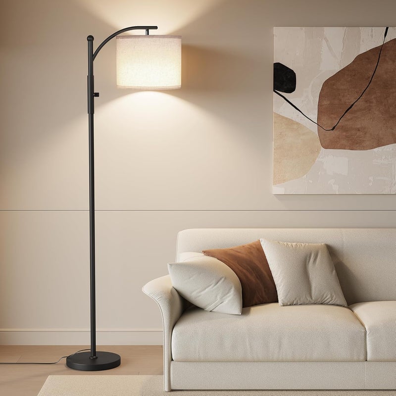 SUNMORY Dimmable Arc Floor Lamps for Living Room, Stepless Dimming Modern Floor Lamp with 1000 Lumens Bulb, Metal Standing Lamp with Adjustable Hanging Lampshade, Tall Floor Lamps, Bedroom, Office - Image 1